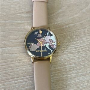 Gold and Beige Map Watch